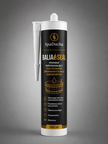 Uszczelniacz do balii drewnianych SpaDucha BaliaSeal 280 ml – preparat wspomagający naturalne uszczelnianie nowych i używanych balii ogrodowych.