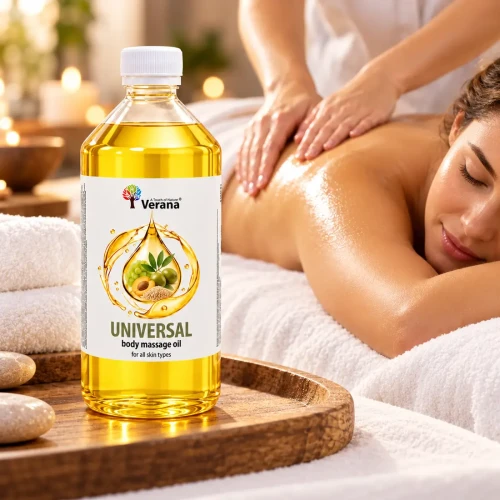 Verana Universal – profesjonalny bezzapachowy olejek do masażu ciała z naturalnymi olejami roślinnymi i witaminą E.
